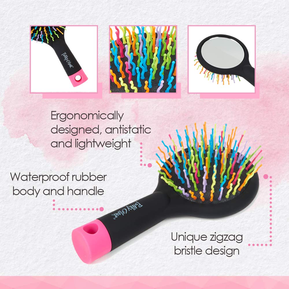 Punky Cepillo para el cabello y desenredante con espejo, aborda golpes, nudos y enredos sin tirones ni enganches dolorosos