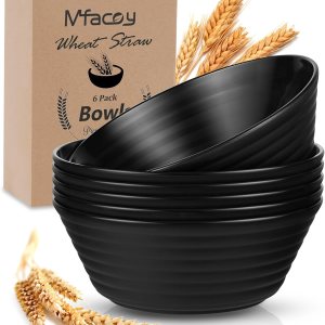 Mfacoy Juego de 6 cuencos irrompibles de paja de trigo prémium de 28 onzas, cuencos de postre ligeros, cuencos de sopa reutilizables, aptos para Mfacoy Juego de 6 cuencos irrompibles de paja de trigo prémium de 28 onzas, cuencos de postre ligeros, cuencos de sopa reutilizables, aptos para
