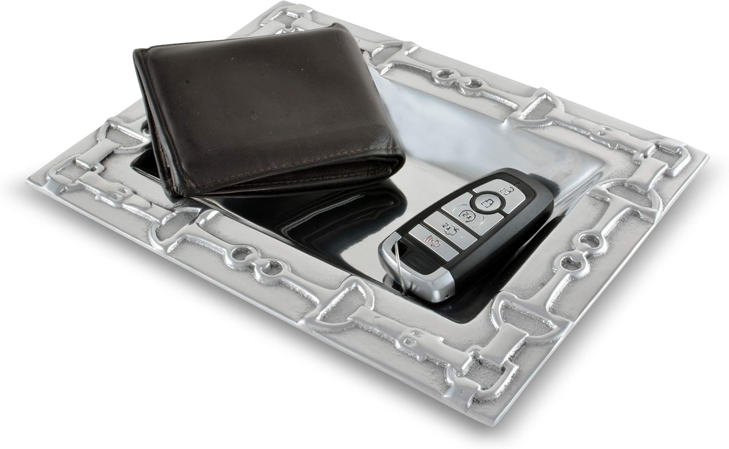 Arthur Court Designs Bandeja de aluminio para servicio de alimentos ecuestres, organizador de almacenamiento de escritorio, catchall, valet, mesita