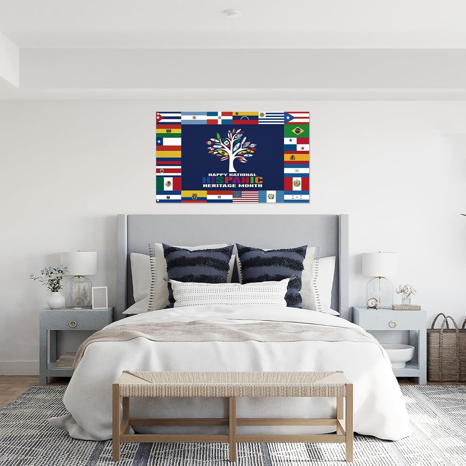 Bandera de árbol de 22 países hispanos hispanos, patrimonio nacional hispano, bandera de 3 x 5 pies, doble impresa, divertida bandera para