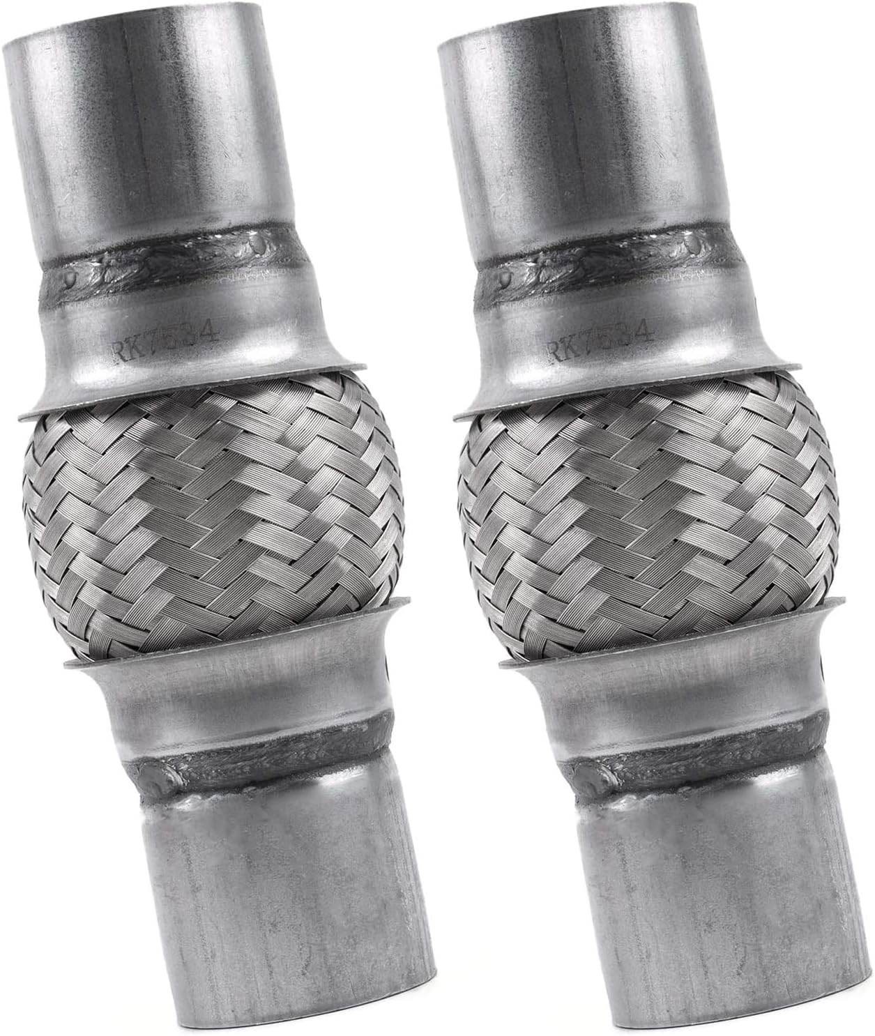 Tubo flexible de escape, 2 x 4 x 8 pulgadas de longitud total, tubo flexible de doble trenza de acero inoxidable resistente, paquete de 2