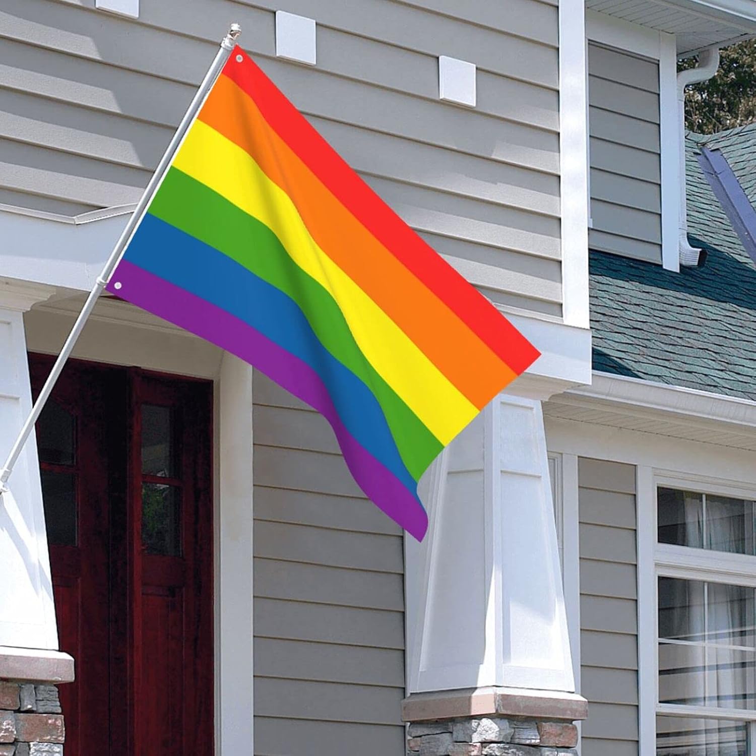 Bandera para exteriores de 2.5 x 4 pies, bandera LGBT de arcoíris y orgullo gay, bandera para decoración del hogar y jardín, con ojales, duradera,