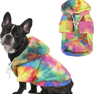 Ropa de perro con capucha de teñido anudado, abrigo de invierno para mascotas, sudaderas para cachorros para perros pequeños, niños y niñas Ropa de perro con capucha de teñido anudado, abrigo de invierno para mascotas, sudaderas para cachorros para perros pequeños, niños y niñas