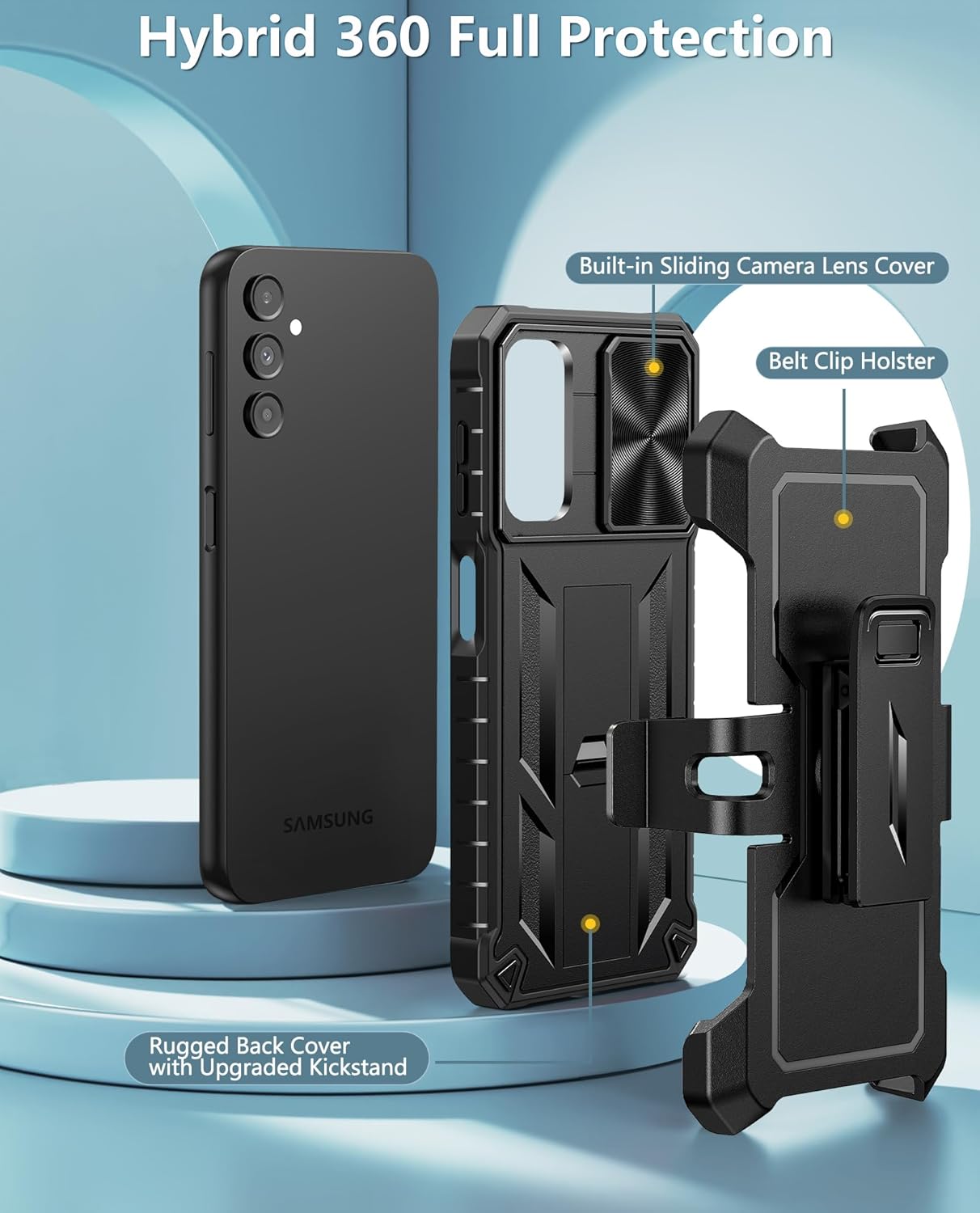 FNTCASE Case for Samsung Galaxy A14-5G Military Grade Drop Proof Protection Rugged Protective A14 Cell Phone Cover with Belt Clip Holster Kickstand