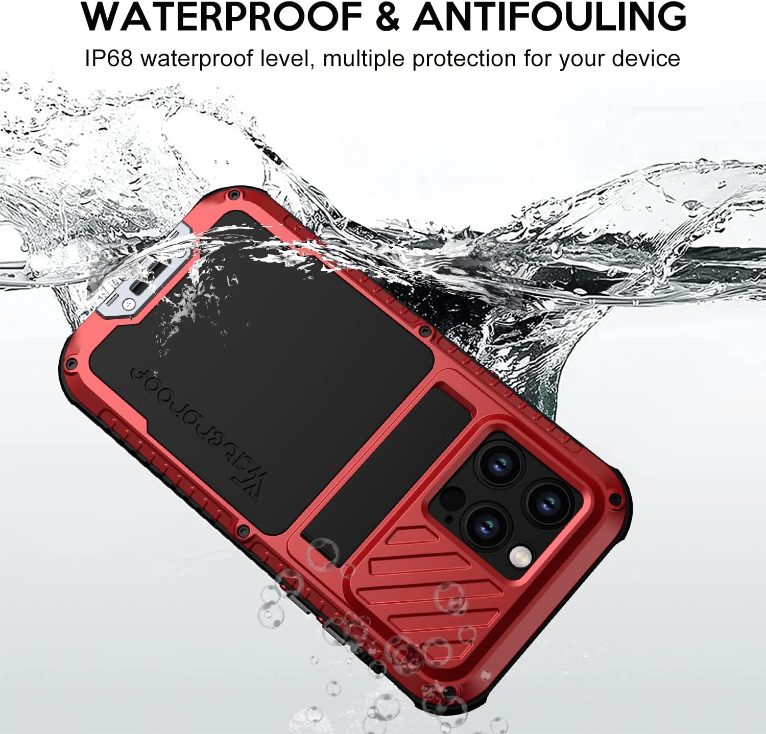 Funda impermeable para iPhone 14 Pro Max, cubierta protectora de cuerpo completo grado militar, a prueba de golpes, a prueba de polvo, bajo el agua,
