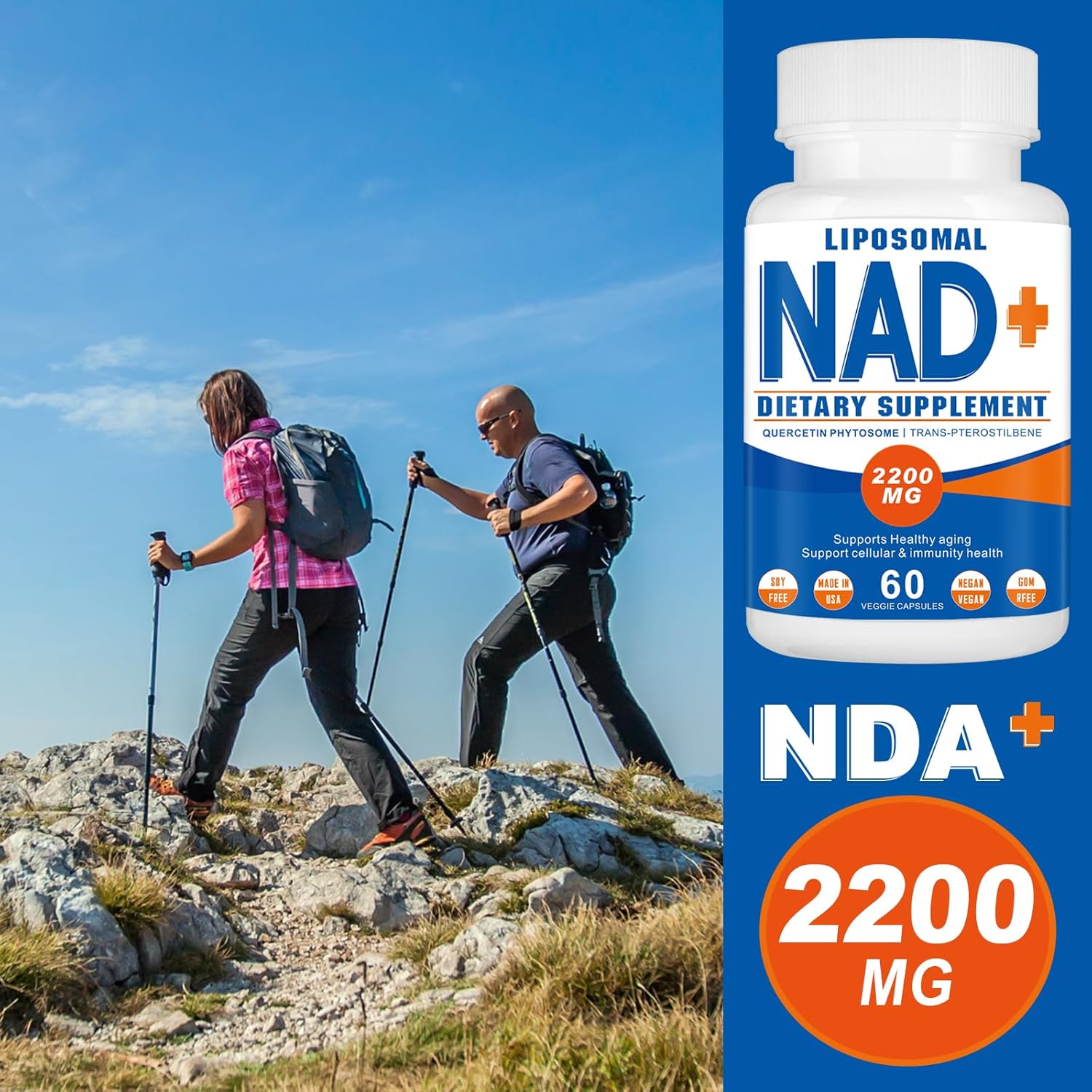 2200mg Liposomal Nad+Supplement,Nad Supplement with Resveratrol+Berberine,Nicotinamide Adenine Dinucleotide,Enhances Mitochondrial Function Old,