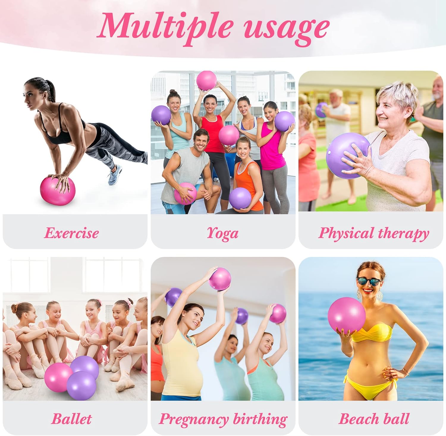 10 piezas de 9 pulgadas para ejercicios de pilates y terapia de pelota para yoga, estabilidad, flexión, entrenamiento, estiramiento, postura física,