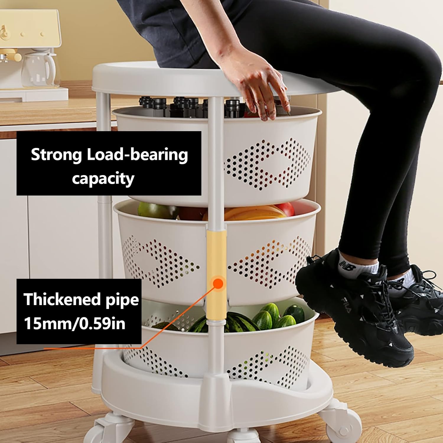Estantes de almacenamiento giratorios de 3 niveles, estante de almacenamiento de frutas y verduras para cocina, organizador de almacenamiento de