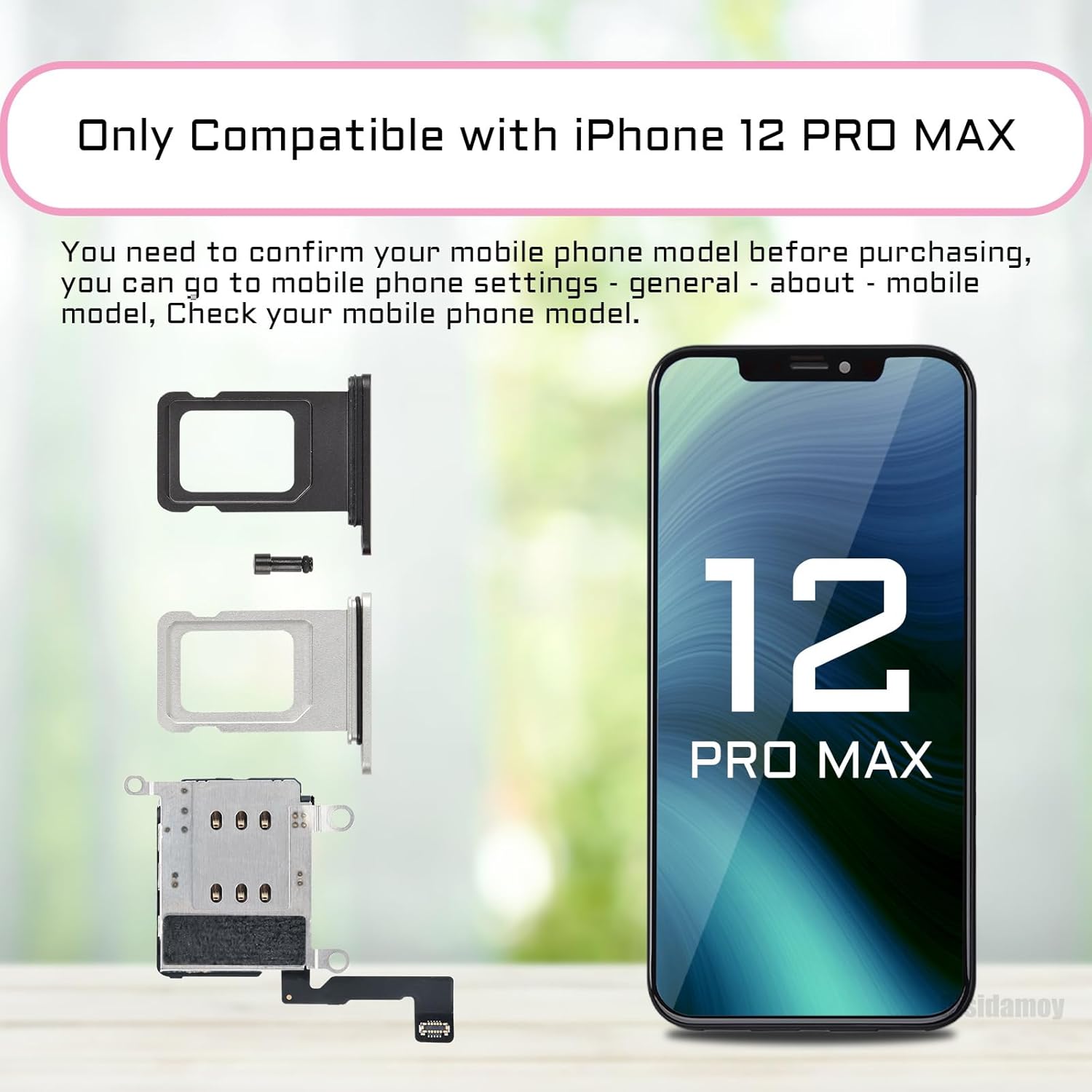 Para iPhone 12 PRO MAX Dual SIM lector de tarjetas Flex Cable con Negro y Plata SIM Doble Ranura Bandeja Soporte Adaptador Reemplazo 12PROMAX Sim