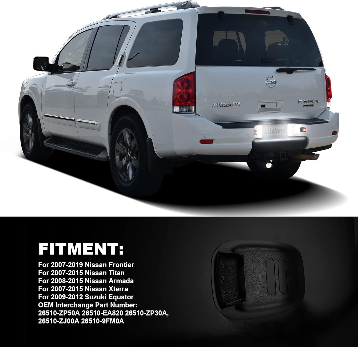 Tubo de neón OLED LED para placa de matrícula de repuesto para camioneta Nissan Frontier Titan Xterra Armada Suzuki Equatorx, paquete de 2