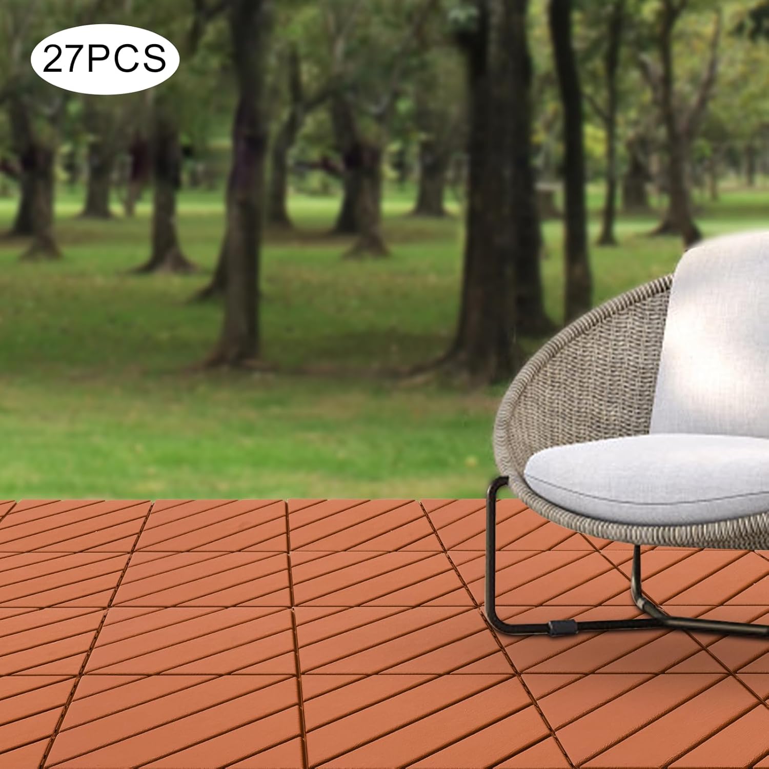 27 piezas de suelos de patio al aire libre, baldosas de plástico entrelazadas de 12 x 12 pulgadas, azulejos entrelazados para terraza al aire libre,