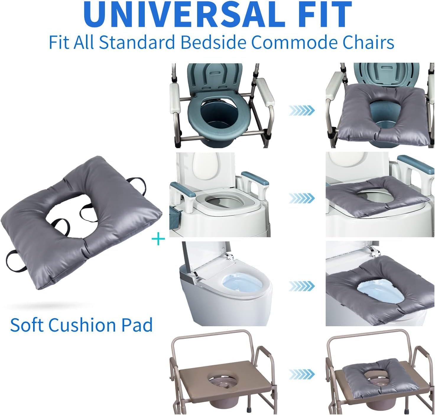 Cojín de asiento para mesita de noche, ajuste universal, cojín de asiento cómodo para ancianos, funda de asiento suave para asiento de inodoro,