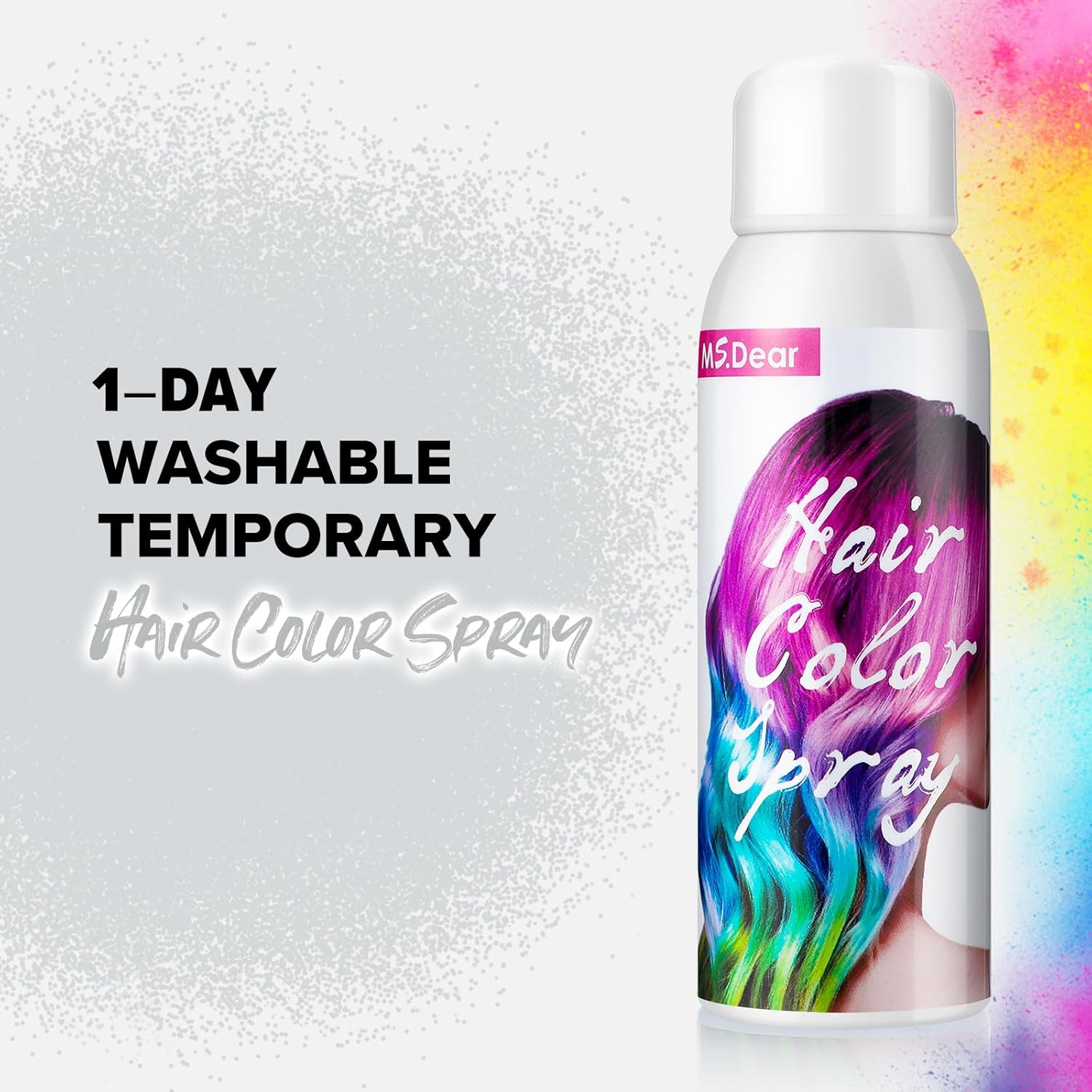 Un solo uso en aerosol para el cabello blanco, tinte temporal para cabello loco, fiesta de Navidad, lavado, tinte para el cabello, 1 día, lavable,