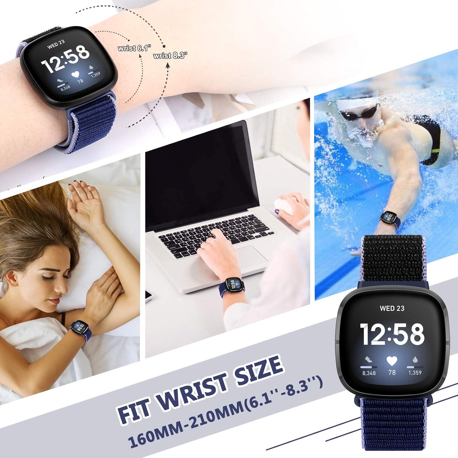AVOD Correas de nailon compatibles con Fitbit Versa 4Sense 2Versa 3Fitbit Sense, correa de repuesto ajustable deportiva suave transpirable para