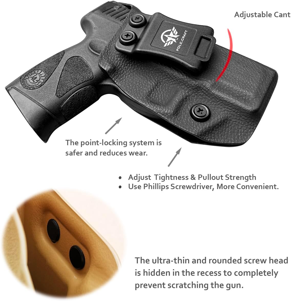 IWB Dermatoglyph Kydex Pistolas Compatible con Glock 19 Glock 17  Taurus G2C G3C  Smith & Wesson M&P Shield 0.354 in .40  M&P 0.354 in M2.0 4″4.25″