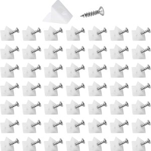 Bonsicoky 50 piezas de reparación de cuñas de reparación de cajón flácido, cierre de cajón de código angular de plástico con tornillos Bonsicoky 50 piezas de reparación de cuñas de reparación de cajón flácido, cierre de cajón de código angular de plástico con tornillos