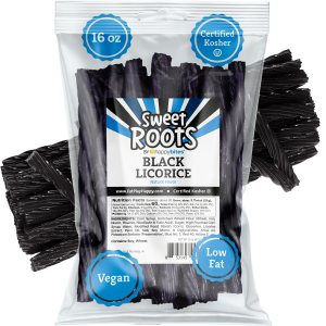 Sweet Roots by Happy Bites Black Regaliz Twists (16 onzas) – Tamaño JUMBO – Certificado Kosher – Vegano – Gourmet – Bajo en grasa Sweet Roots by Happy Bites Black Regaliz Twists (16 onzas) – Tamaño JUMBO – Certificado Kosher – Vegano – Gourmet – Bajo en grasa