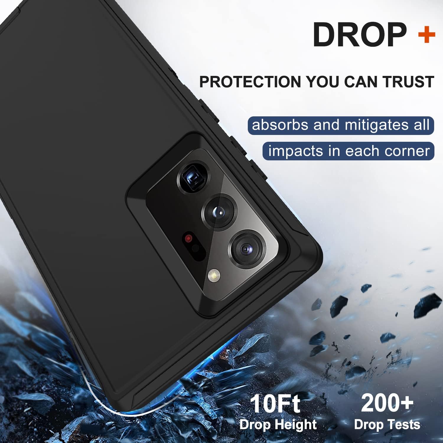 Funda para Galaxy Note 20 Ultra con funda de clip para cinturón, 2 protectores de pantalla, grado militar, cuerpo completo, resistente, a prueba de