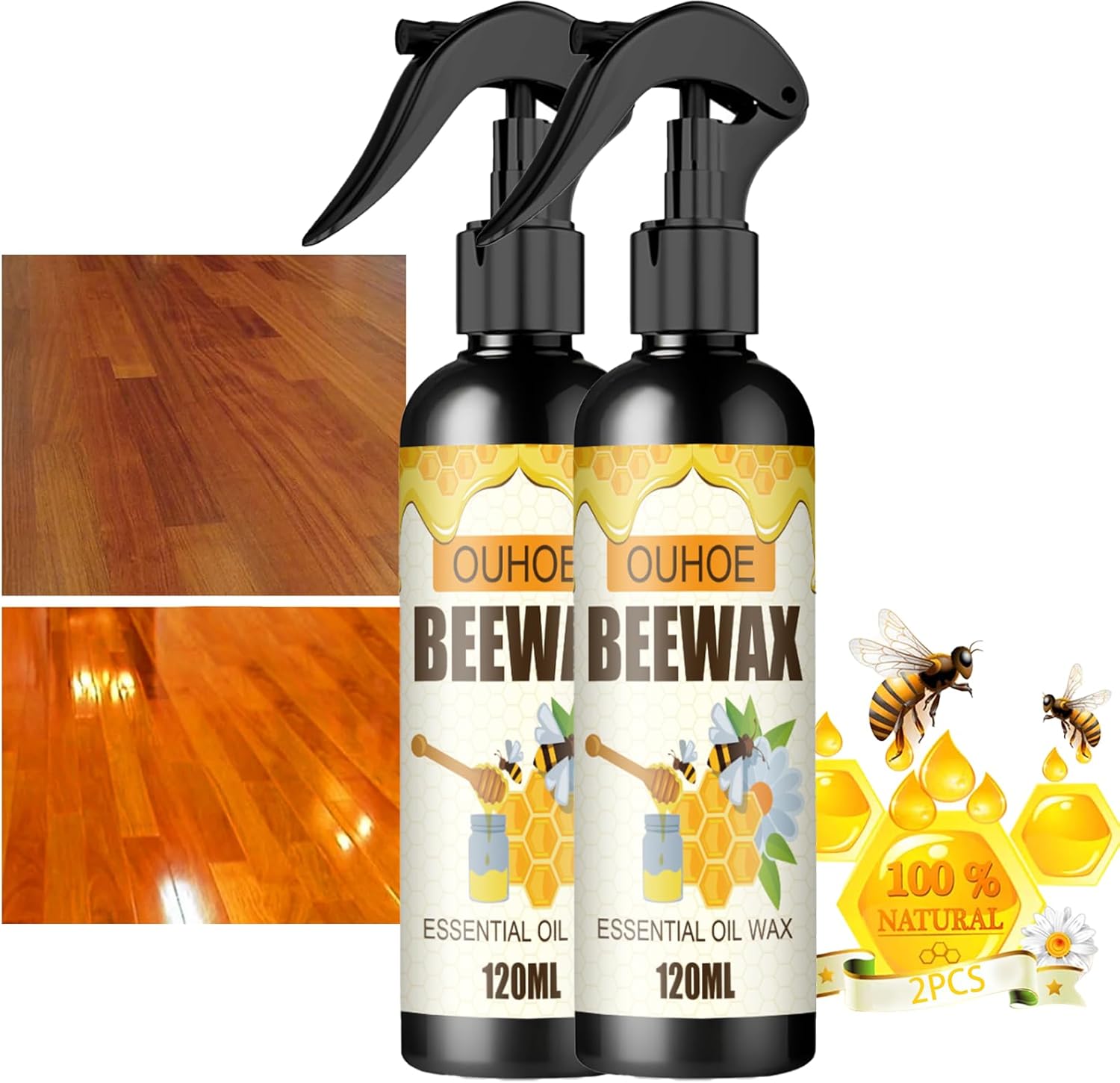 NOISSUE Spray de cera de abeja molecularizada, spray de cera de abeja micromolecularizada natural, limpiador en aerosol de cera de abejas, esmalte y