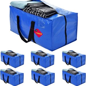 Moucas – Paquete de 7 bolsas de mudanza resistentes extra grandes, bolsas de embalaje para mudanzas, bolsas de mudanza azules con asas reforzadas y Moucas – Paquete de 7 bolsas de mudanza resistentes extra grandes, bolsas de embalaje para mudanzas, bolsas de mudanza azules con asas reforzadas y