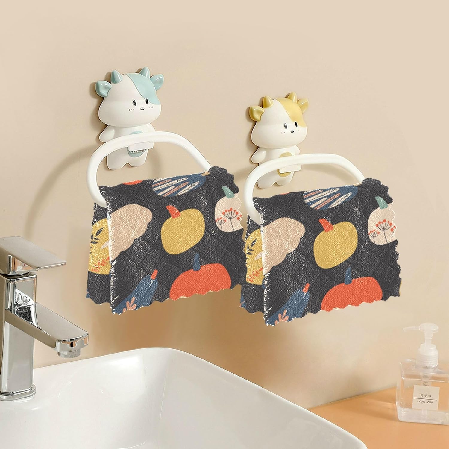 Halloween Pumpkins Set of 6 Absorbent Microfiber Cleaning Towels Kitchen Print Cotton Dish Tea Towels for Countertop Sink
