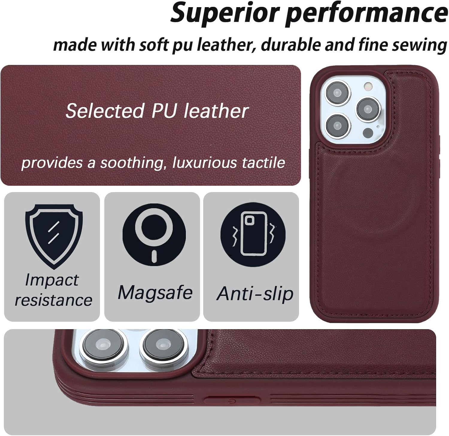 Havaya Magsafe – Funda tipo cartera para iPhone 11 Pro Max, compatible con iPhone 11 Pro Max, con tarjetero, funda desmontable de piel magnética