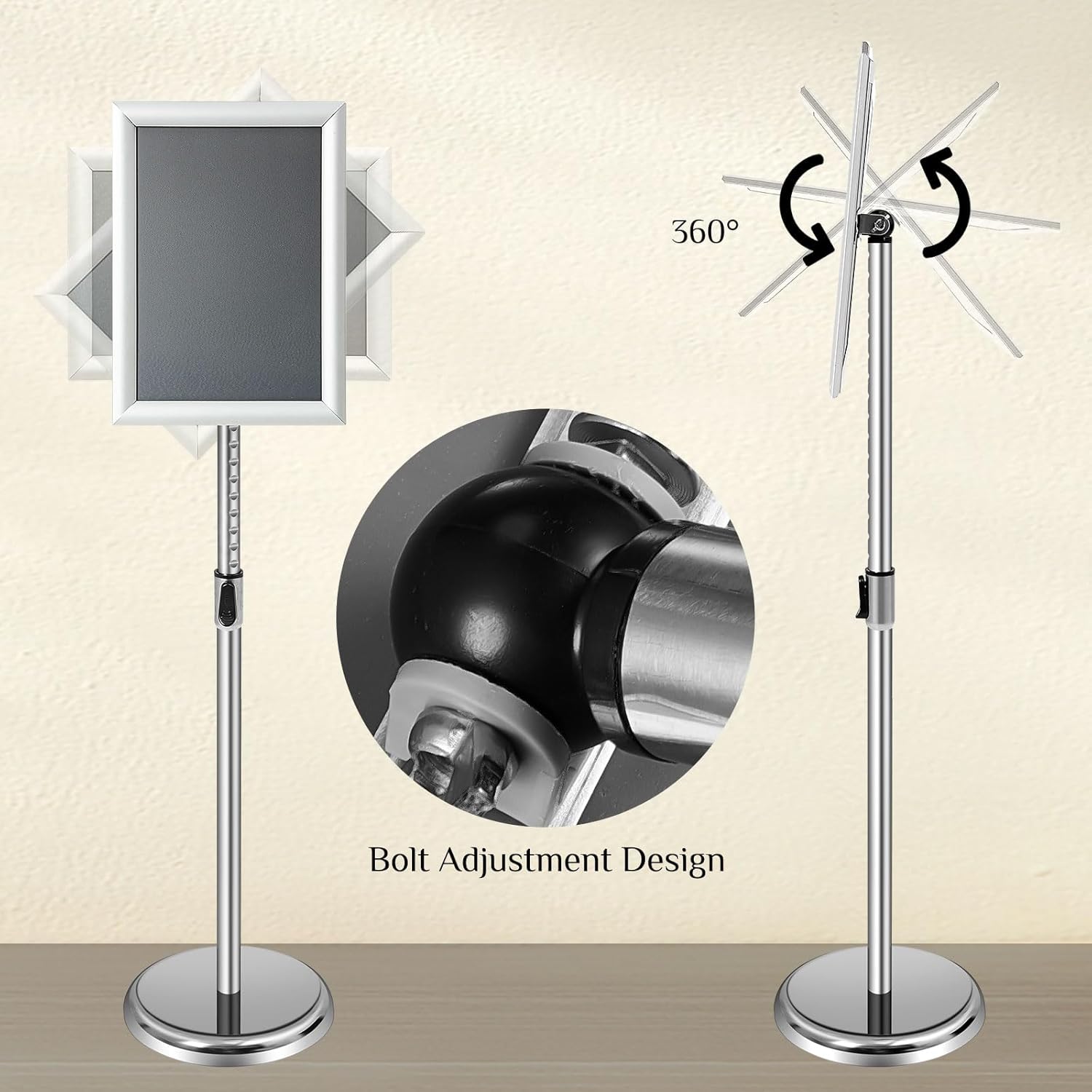 6 soportes para pósteres de 8.5 x 11 pulgadas, ajustable, resistente, con pedestal ajustable, para exhibición, póster, negocios, espectáculos,