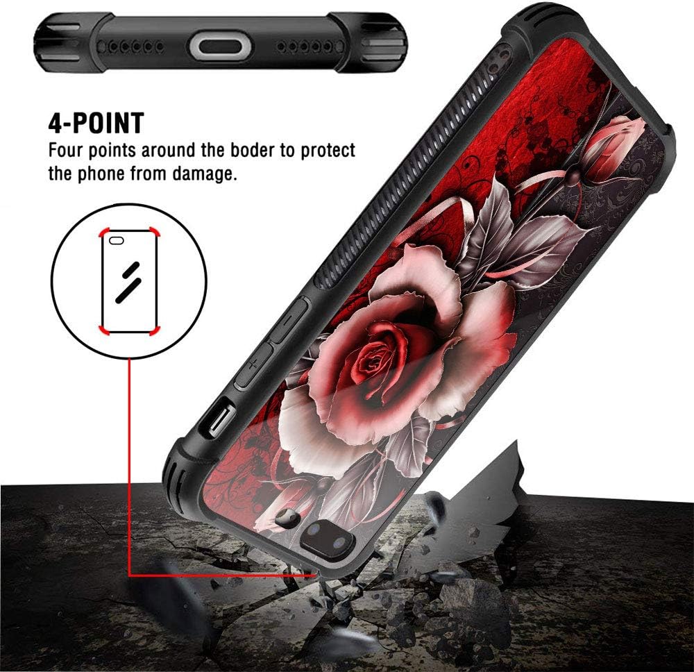 TnXee Funda compatible con iPhone 8, funda de rosa fantasía para iPhone SE 2020, funda para niñas y mujeres, diseño de patrón para iPhone 78SE2,