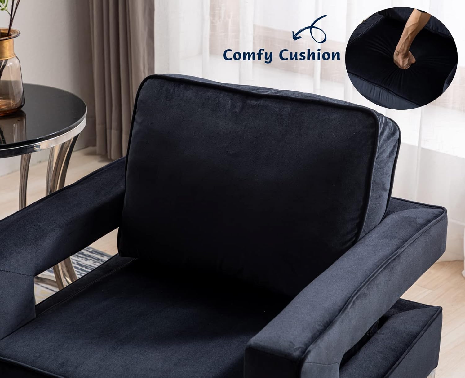 Silla decorativa de terciopelo con respaldo para sala de estar, sillón moderno para dormitorio, sofá individual capitoné, silla de lectura cómoda