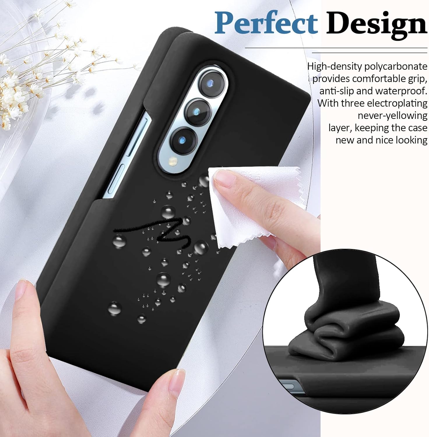 Miimall Funda compatible con Samsung Galaxy Z Fold 5, parachoques de PC líquido sedoso, carcasa plegable ultrafina y ligera, funda protectora de