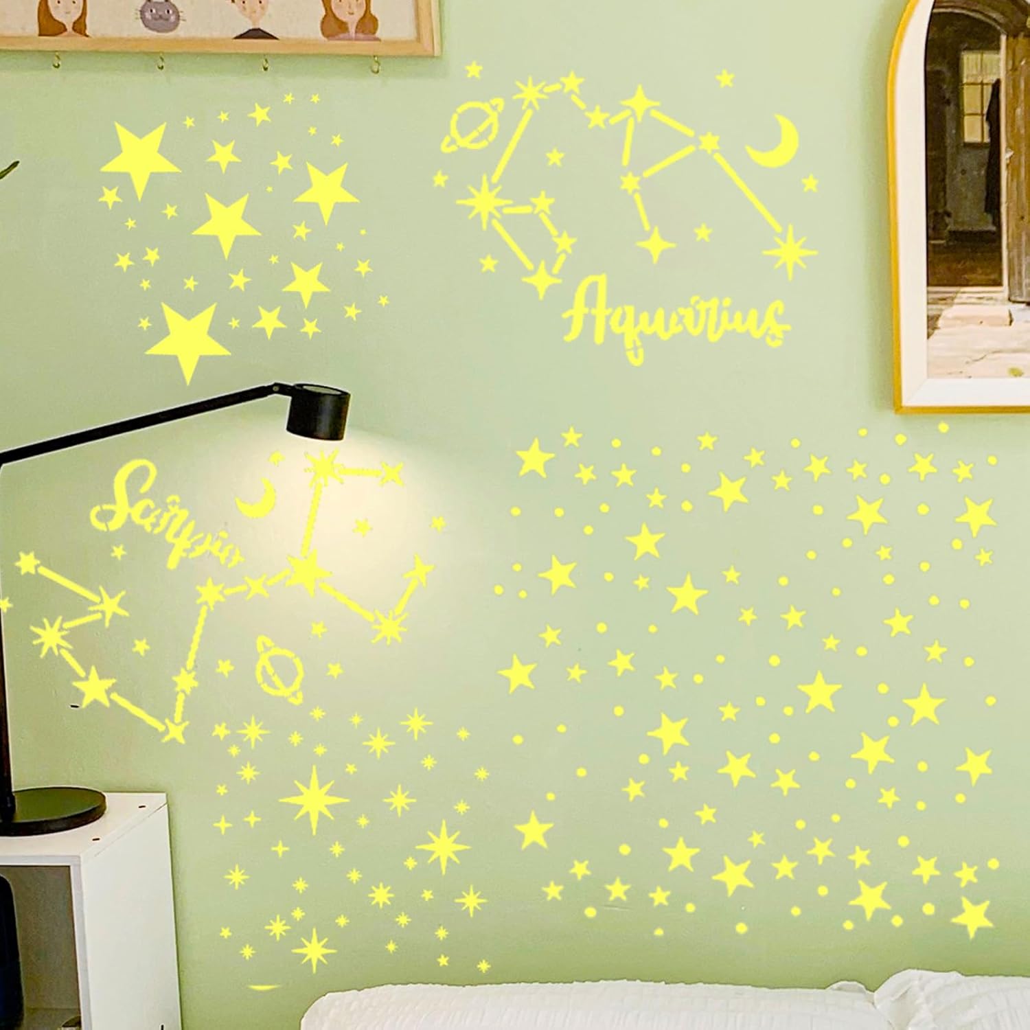 16 plantillas de estrellas para pintar, plantillas de constelaciones reutilizables de 5.1 pulgadas, plantilla rectangular de pintura en aerosol para
