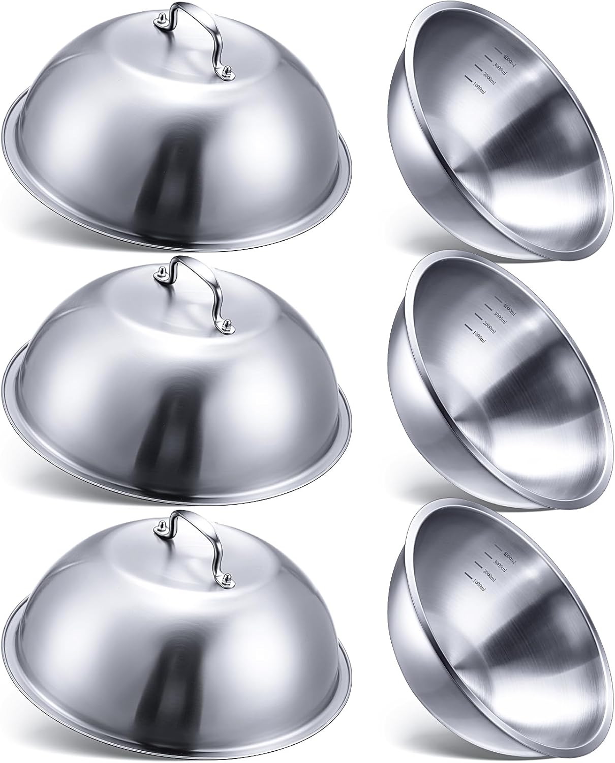 6 piezas de cúpula de fusión de quesos redondos, cúpula de fundición de acero inoxidable, cúpula de fundición para asar a la parrilla, accesorios de