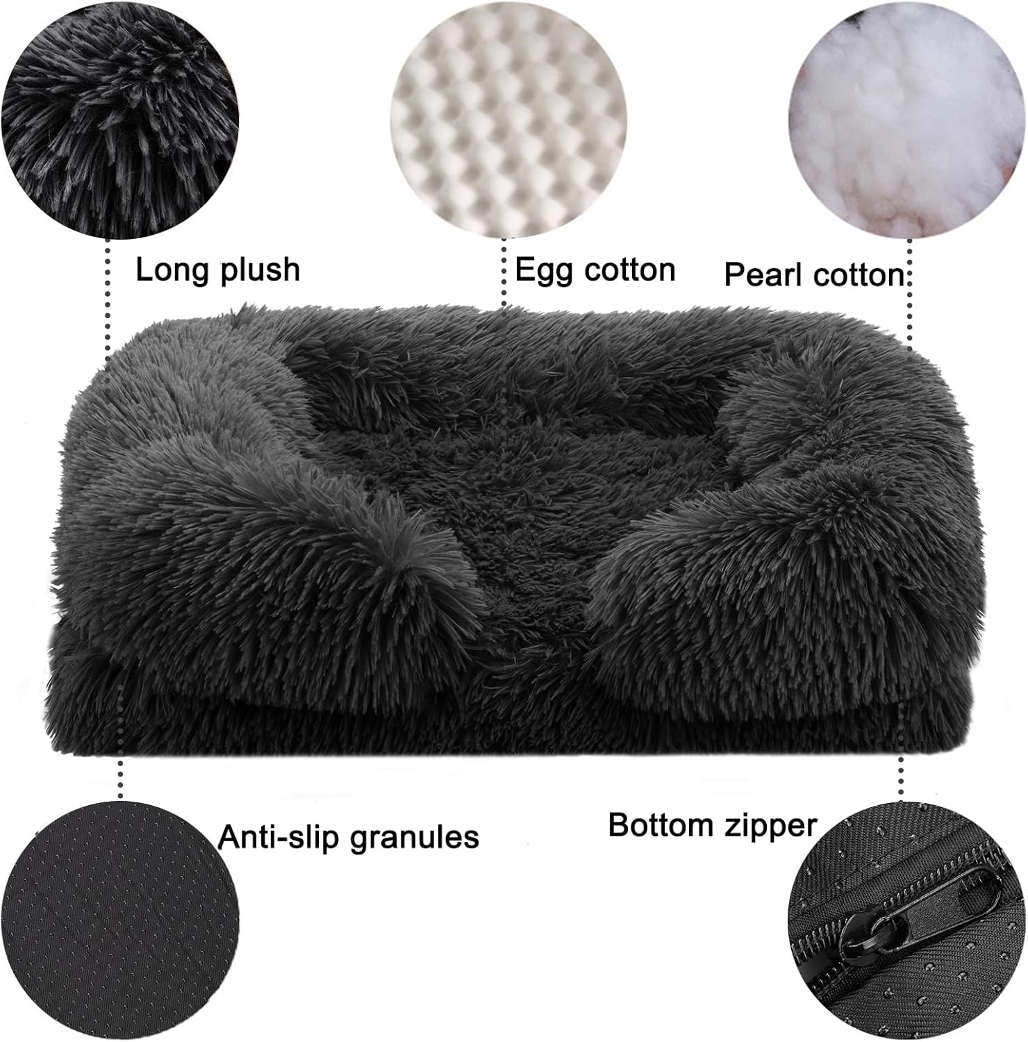 Cama grande para perro, cama ortopédica para mascotas, cama para perros medianos y grandes, parte inferior antideslizante y espuma para jaula de
