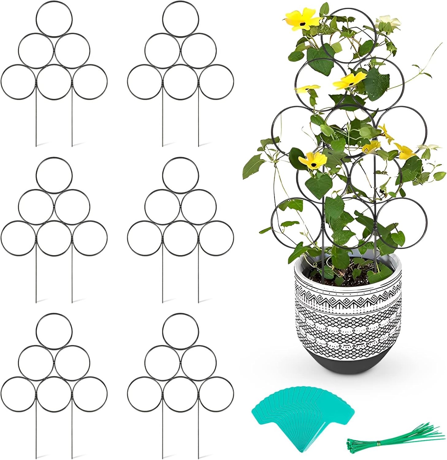 GROWNEER Paquete de 6 enrejados de jardín pequeños para plantas en maceta, enrejado de plantas de interior de 15.7 pulgadas, soporte apilable para