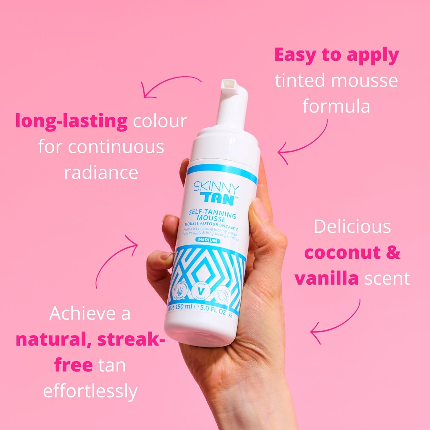 Mousse de bronceado Skinny Tan, no anaranjado, no mancha, loción reductora de celulitis para todo tipo de piel