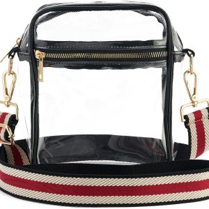 Bolso cruzado transparente aprobado para estadios, correa de hombro ajustable, bolsa cruzada transparente para conciertos, eventos deportivos Bolso cruzado transparente aprobado para estadios, correa de hombro ajustable, bolsa cruzada transparente para conciertos, eventos deportivos