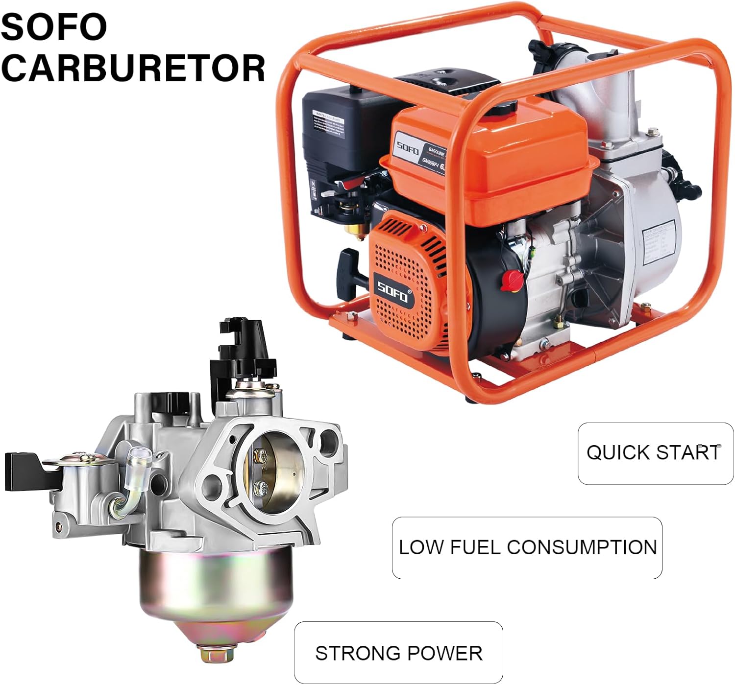 SOFO Carburador GX390 para motor Honda  Para carburador Honda GX390 GX340 Parts GX360 GX 390 GX420 Predator 420cc carburador (11-13hp)  para Honda