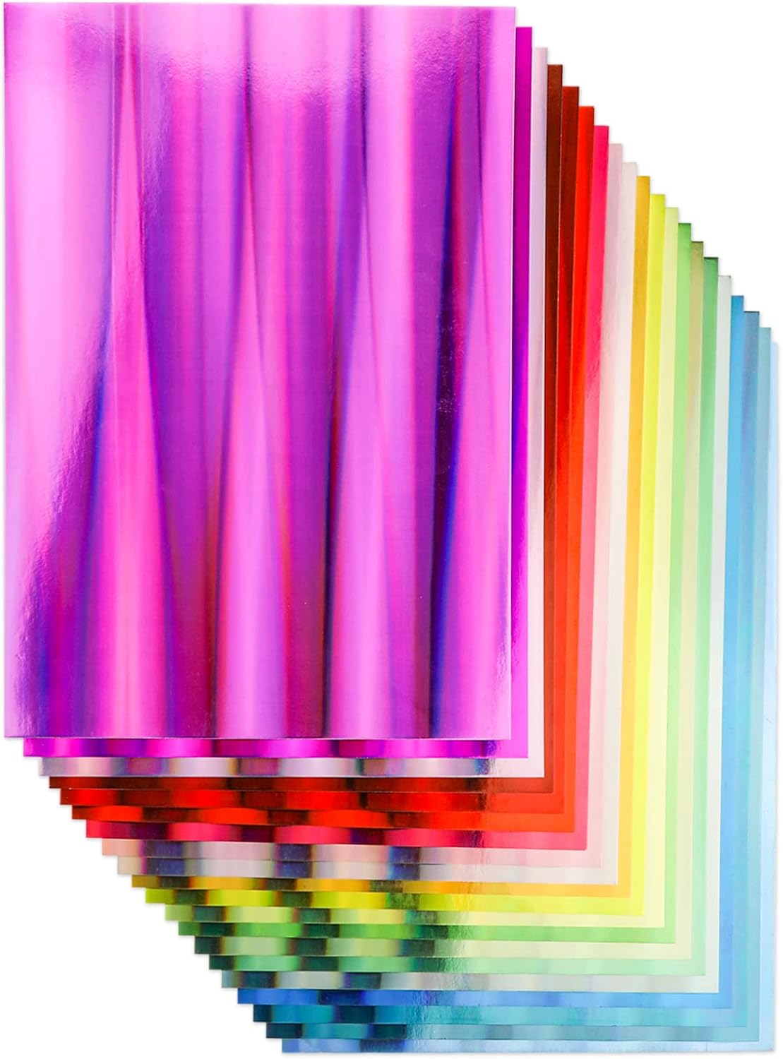 Cartulina holográfica de papel de 40 hojas, 20 colores, surtido de tarjetas refelectivas intensas de 250 GSM para máquina de troquelado inteligente,