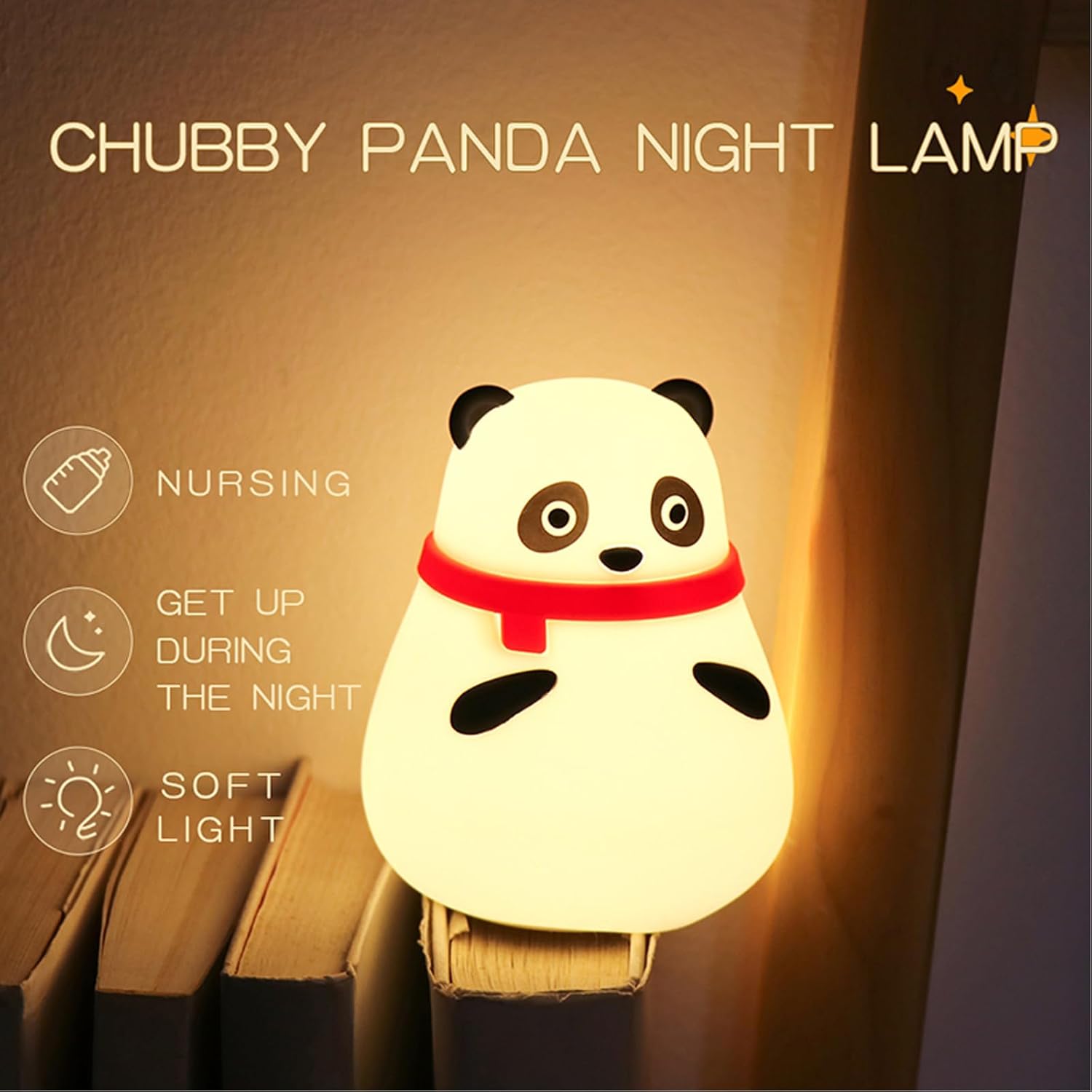Linda luz nocturna para niños, lámpara de panda, regalos de cumpleaños, lámpara de noche LED suave para niños y bebés, luz nocturna de silicona