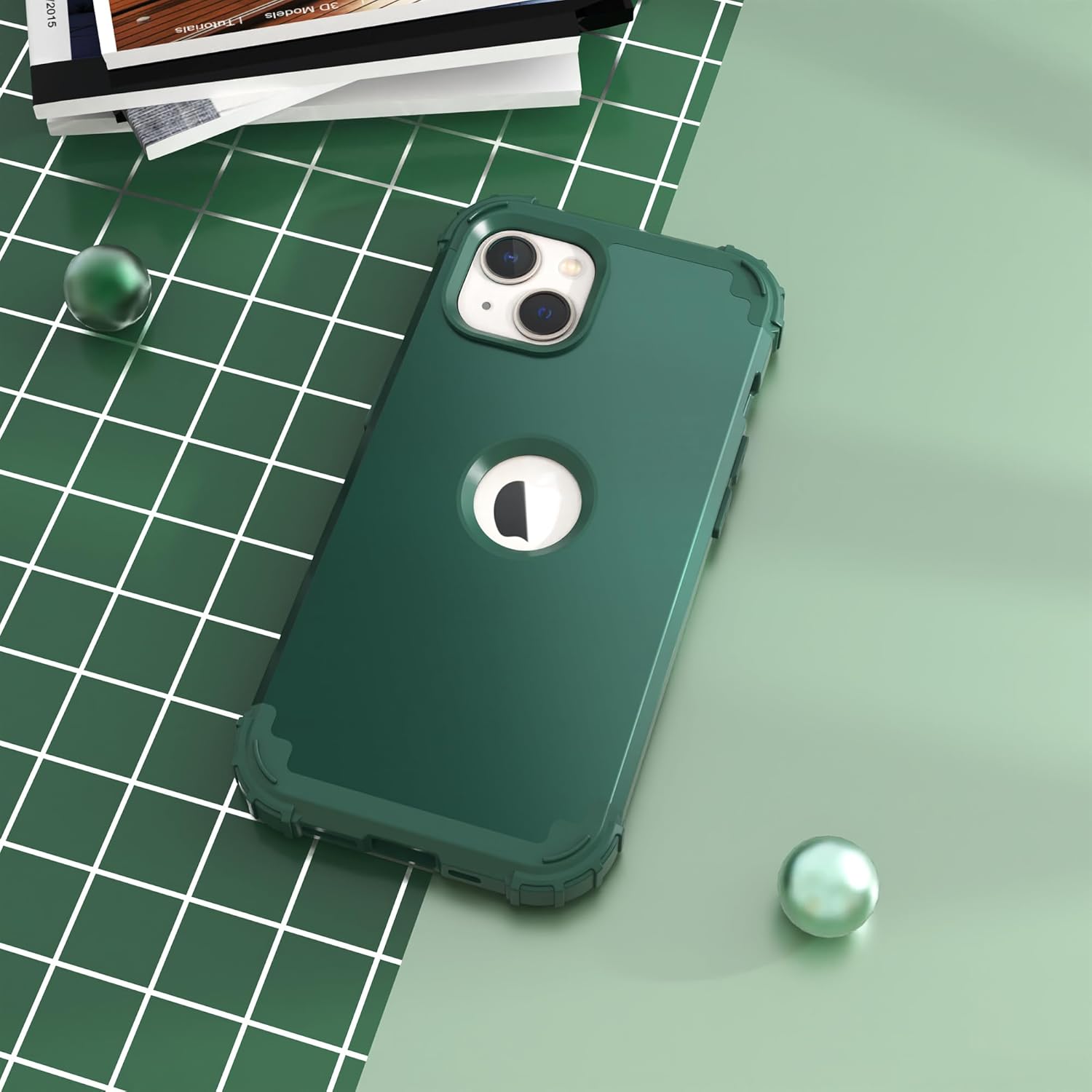 IDweel Funda para iPhone 15 con protector de pantalla de vidrio templado, 3 en 1, a prueba de golpes, delgada, híbrida, resistente, cubierta de