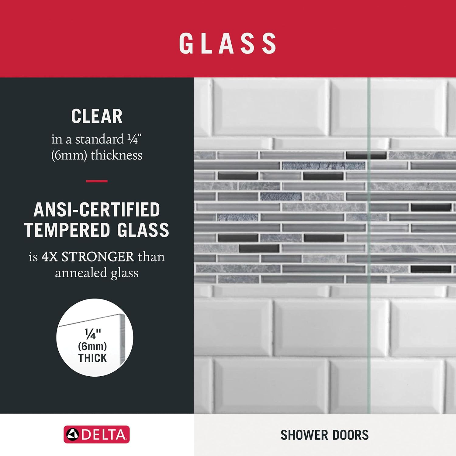 Delta Shower Doors – Puerta corrediza semi enmarcada clásica contemporánea para ducha