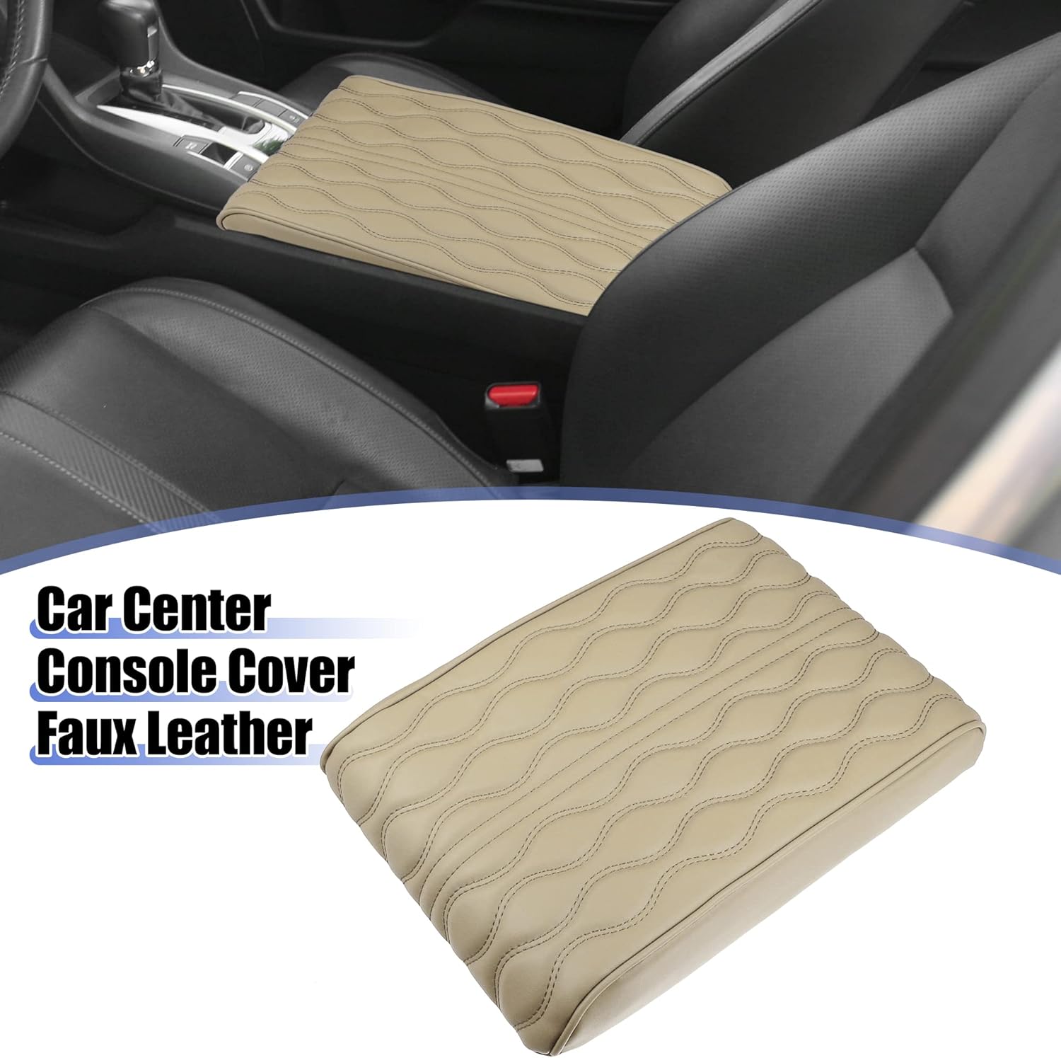 X AUTOHAUX Funda de cojín para reposabrazos de automóvil, almohadilla para consola central, impermeable, de piel sintética, protector de cojín
