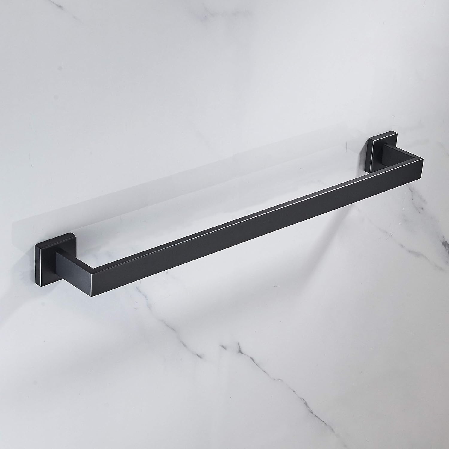 JunSun Juego de accesorios de baño cuadrado de 4 piezas (toallero para papel higiénico, gancho para bata), accesorios de baño contemporáneos