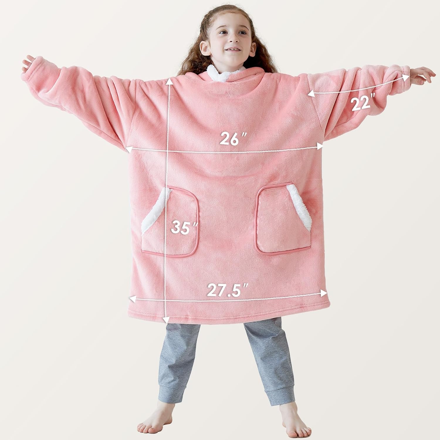 EHEYCIGA Manta con capucha con bolsillos y mangas, manta de franela con capucha para mujeres, hombres, adultos y niños
