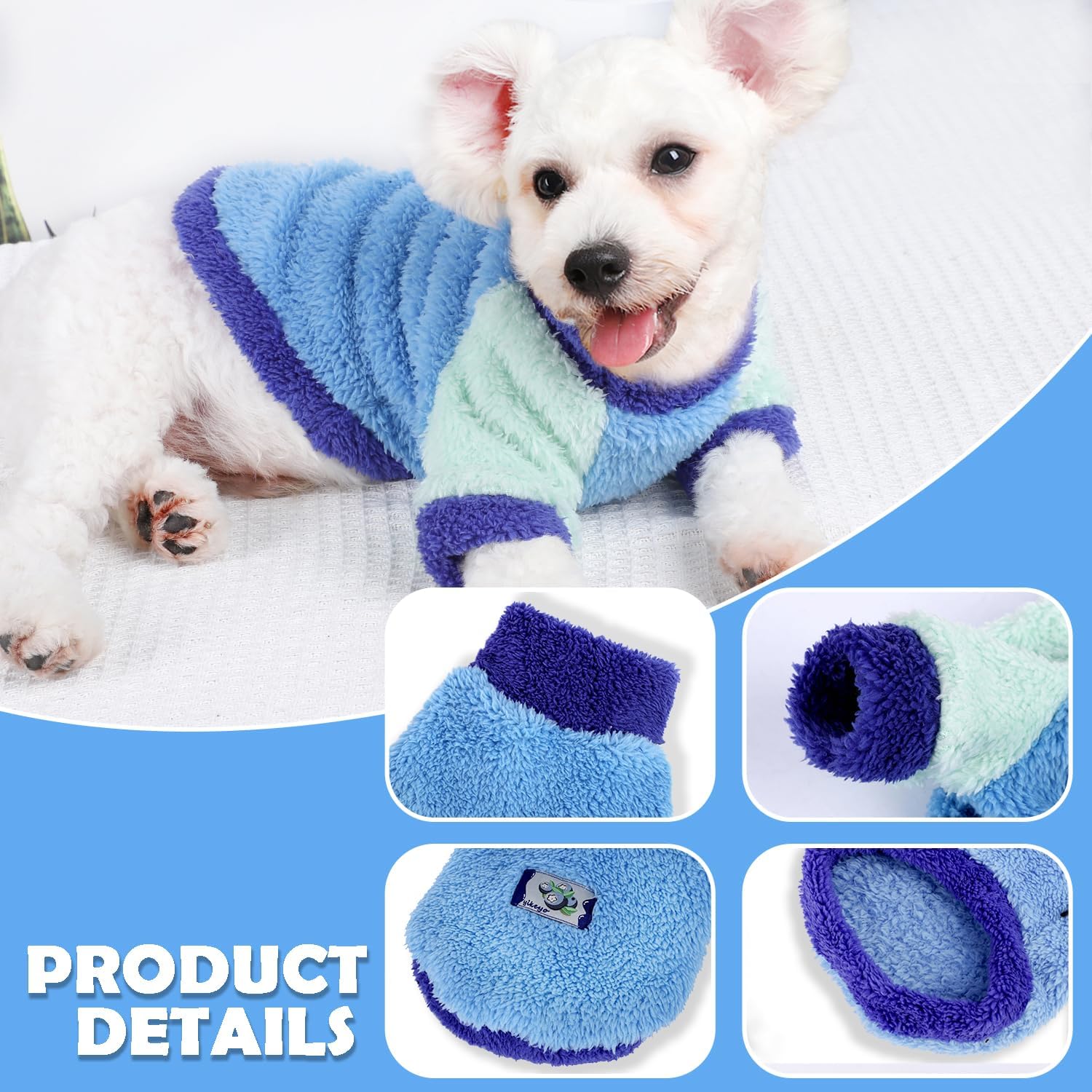 Ropa para perros pequeños, suéter de forro polar para perros pequeños, niñas y niños, ropa de invierno para perros pequeños, suéteres suaves y