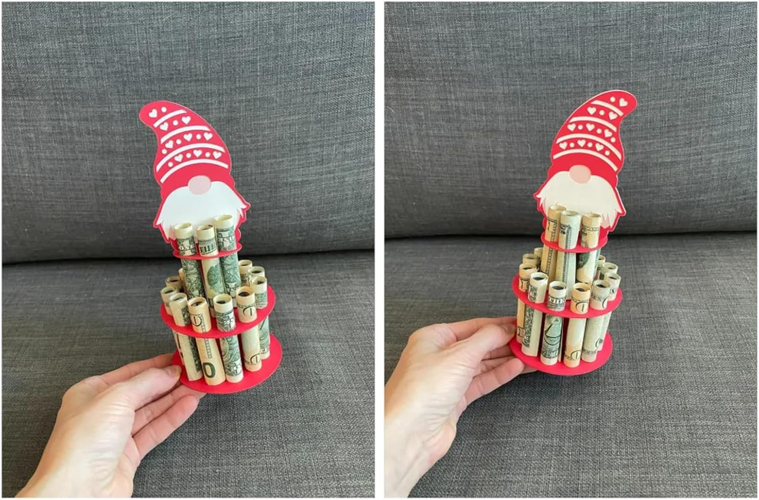 Soporte para dinero en efectivo de Feliz Navidad  Nuevo soporte de madera hecho a mano para regalo de Navidad, múltiples agujeros de doble capa,