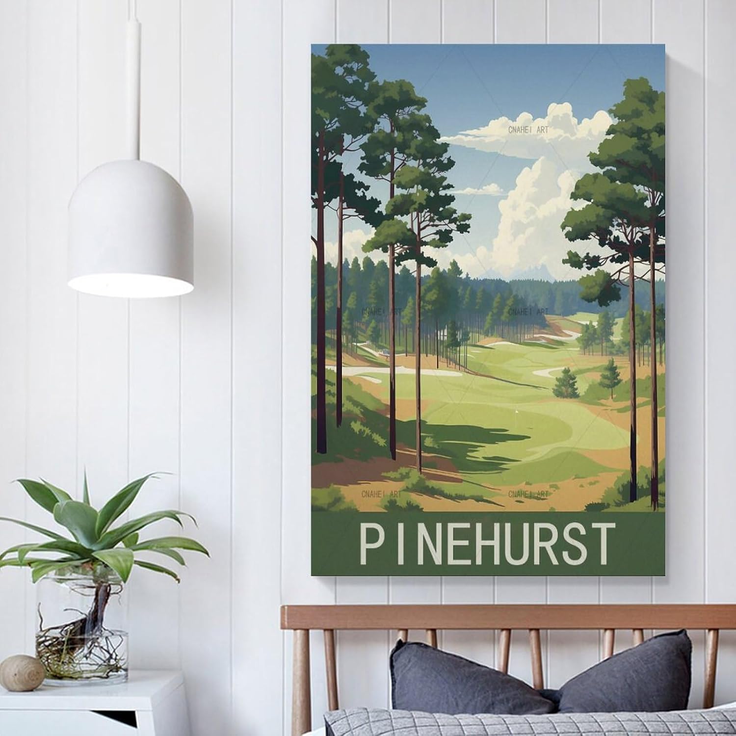 GuYaNa Pinehurst – Póster de viaje vintage de Carolina del Norte, 08 x 12 pulgadas (7.9 x 11.8 in), lienzo para decoración de pared, sala de estar,