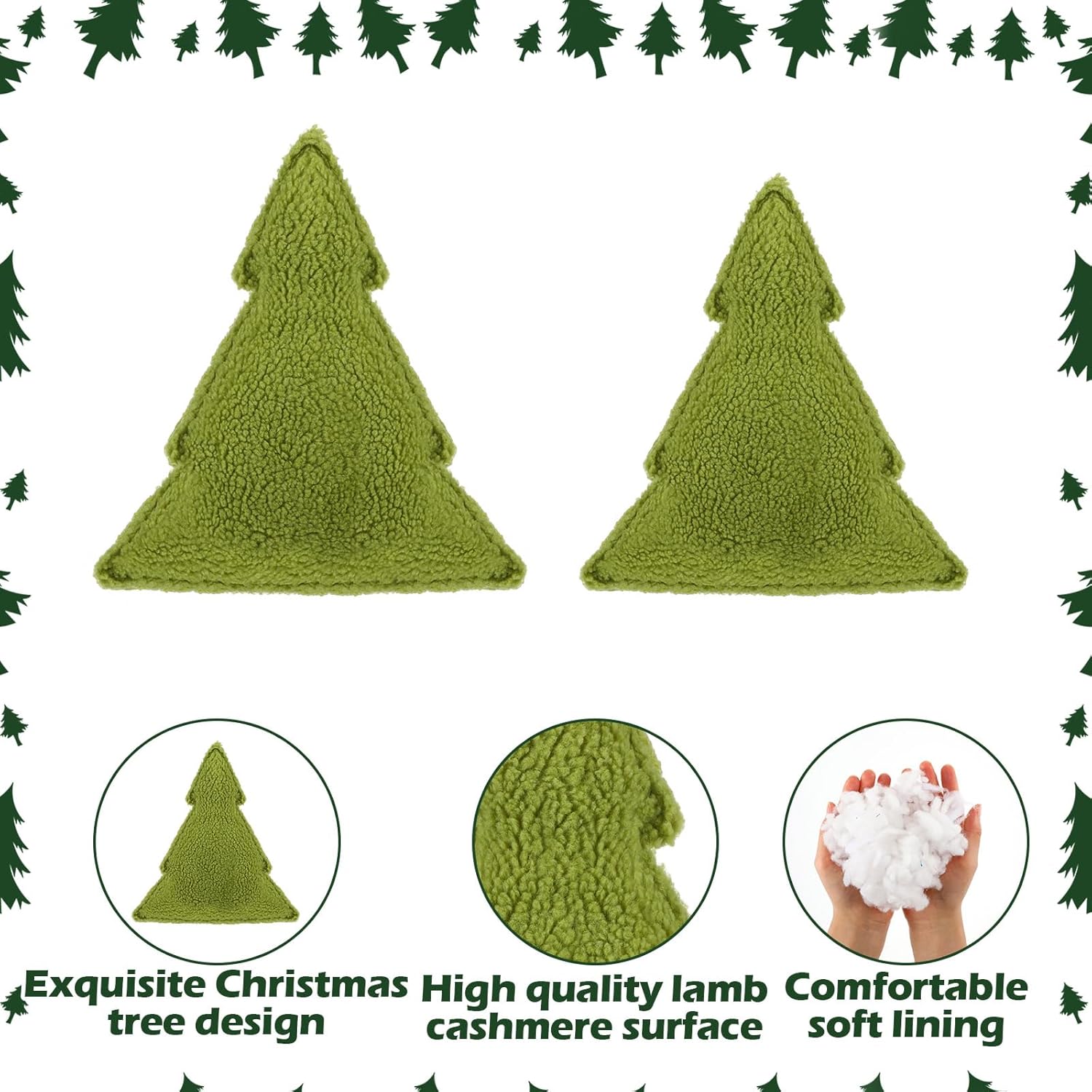 Soaoo 2 almohadas decorativas para árbol de Navidad, cojines decorativos de sherpa para árbol de Navidad, almohada de árbol de Navidad para fiesta,