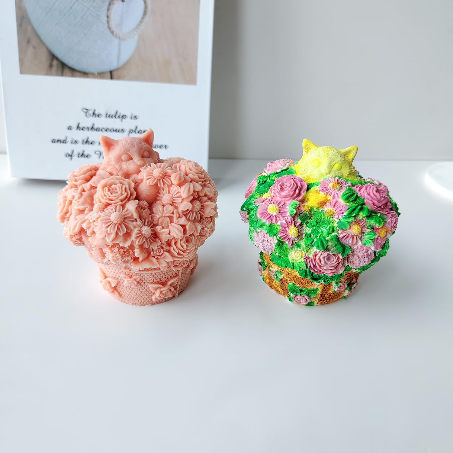 Silicone Mold for Animals, Resin Mold for Cat Flower, Candle Mold, 3D Mold for Cat Pot, Plaster Cake Molds with Soap Flavor