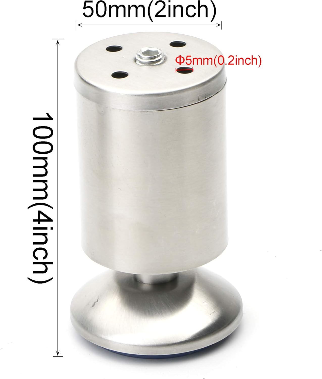 Patas de acero inoxidable para gabinete, patas ajustables, patas de cocina, patas de mesa de escritorio, escritorio, muebles, sofá cama, 1.969 x